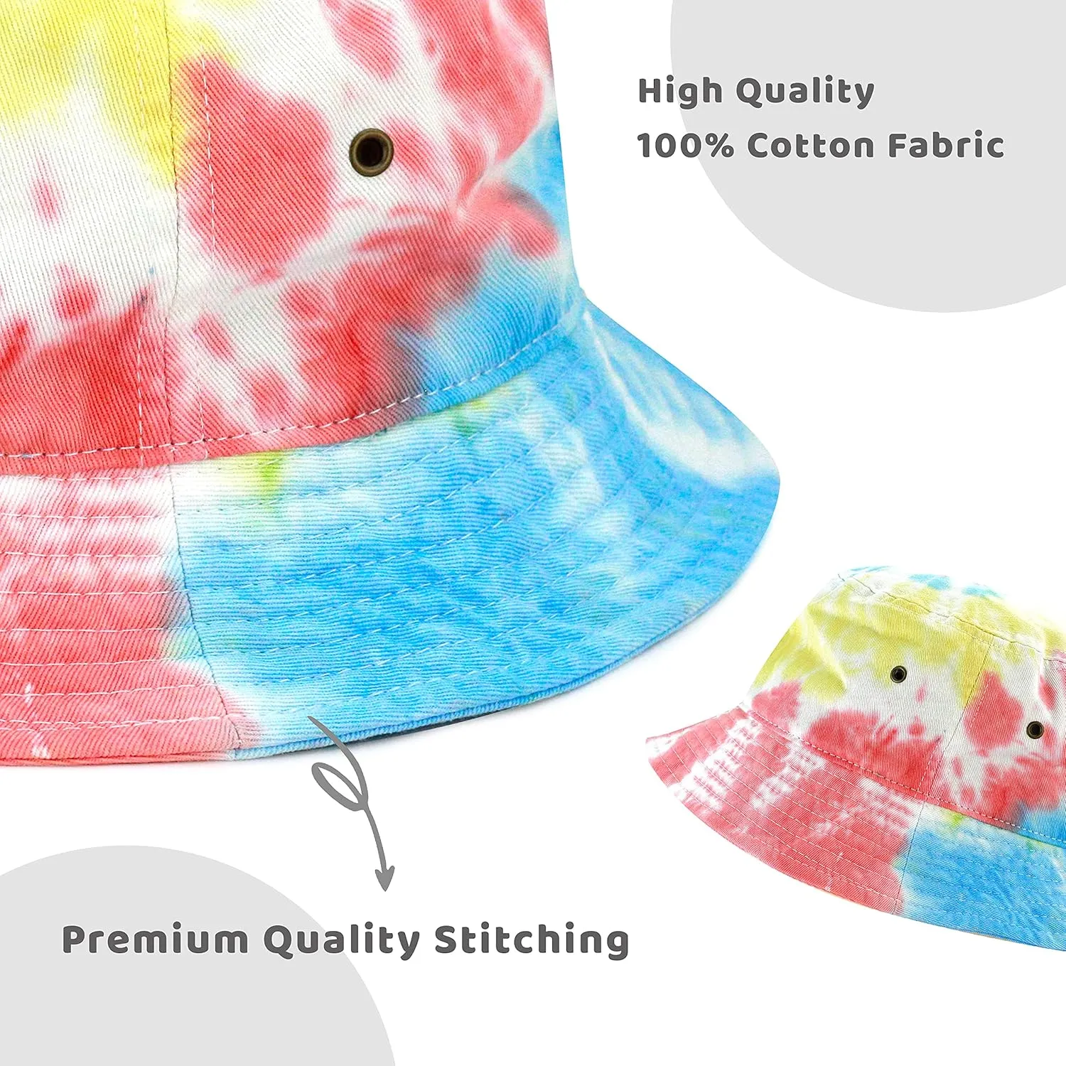 The Hat Depot Bucket Hat - Unisex 100% Cotton & Denim UPF 50 Packable Summer Travel Beach Sun Hat