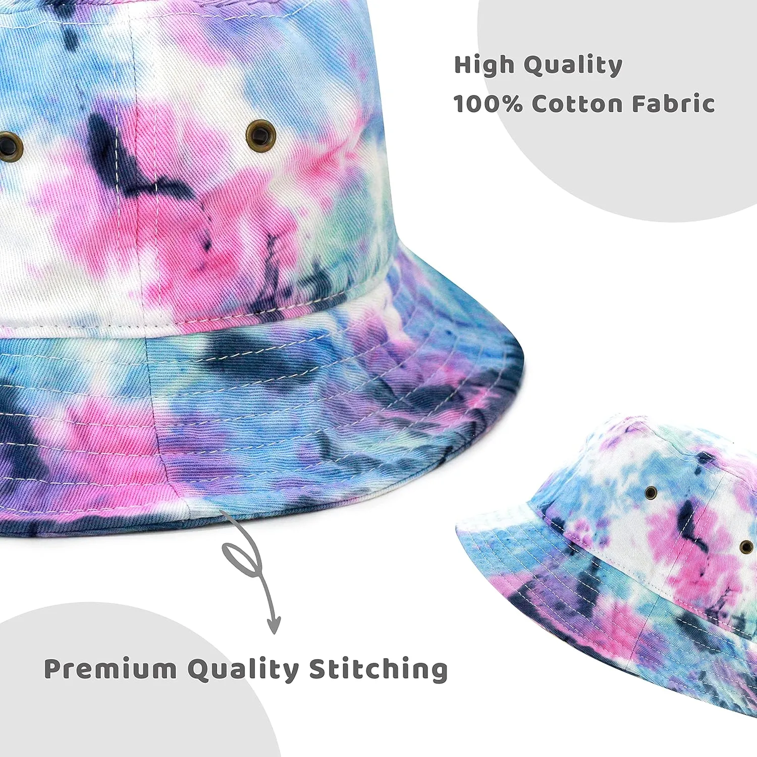 The Hat Depot Bucket Hat - Unisex 100% Cotton & Denim UPF 50 Packable Summer Travel Beach Sun Hat
