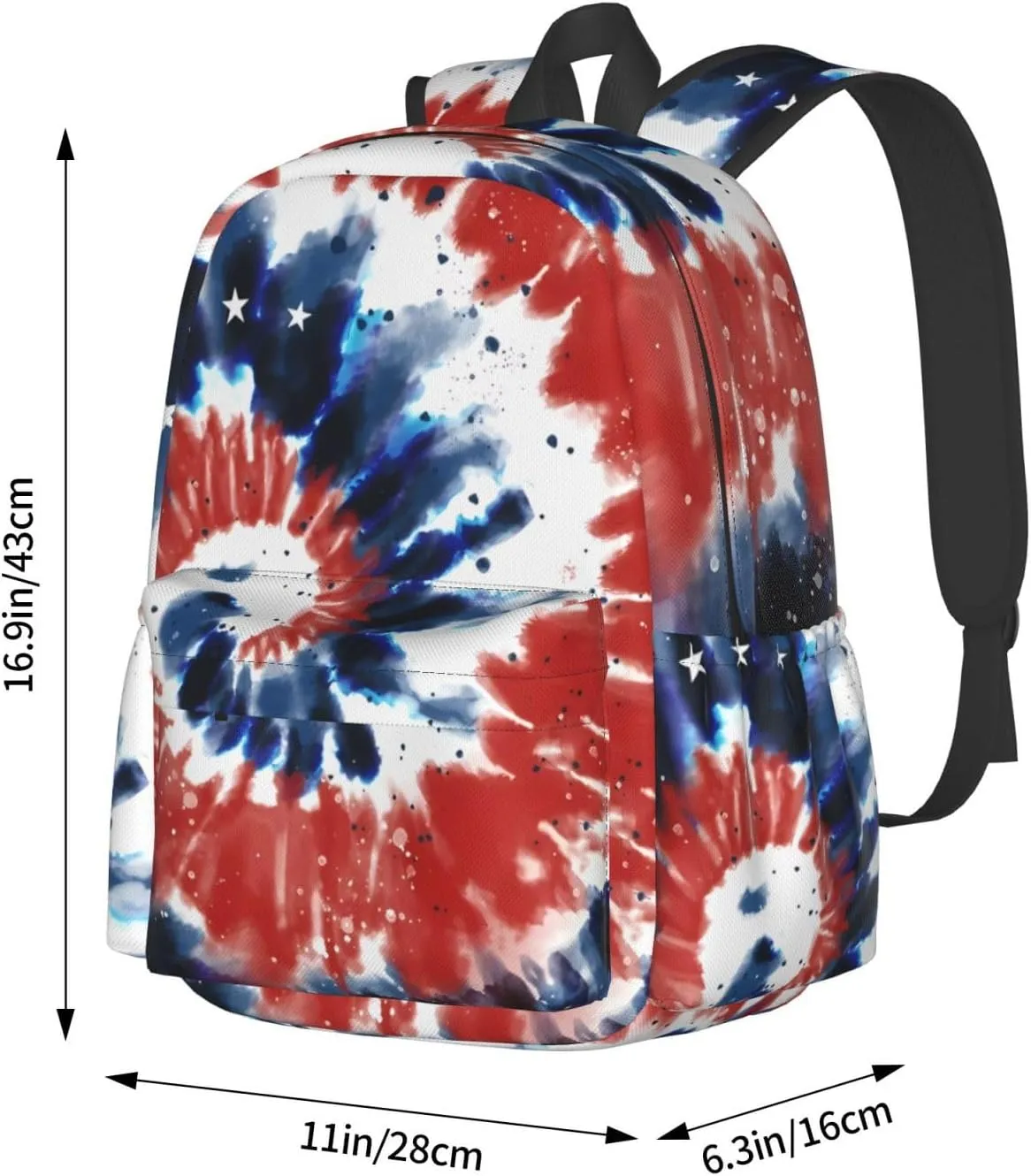 Tie Dye American Flag 4th of July Backpacks 15 Inch Laptop Backpack Multipurpose Double Shoulder Bag for Men Women Gifts