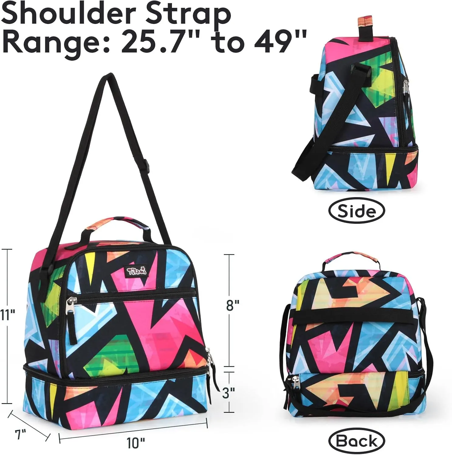Tilami Rolling Backpack & Lunch bag for Kids 19 Inch Wheeled Bookbag for Boys & Girls for School & Travel,Colorful blue
