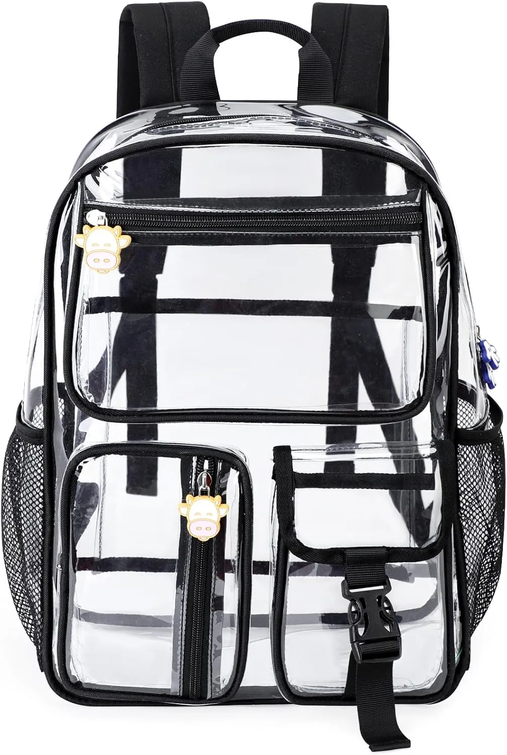 TINYAT Clear Backpack Heavy Duty Transparent Backpack Large Clear Bag See Through Bag for College, Concert, Sport T9063,Black