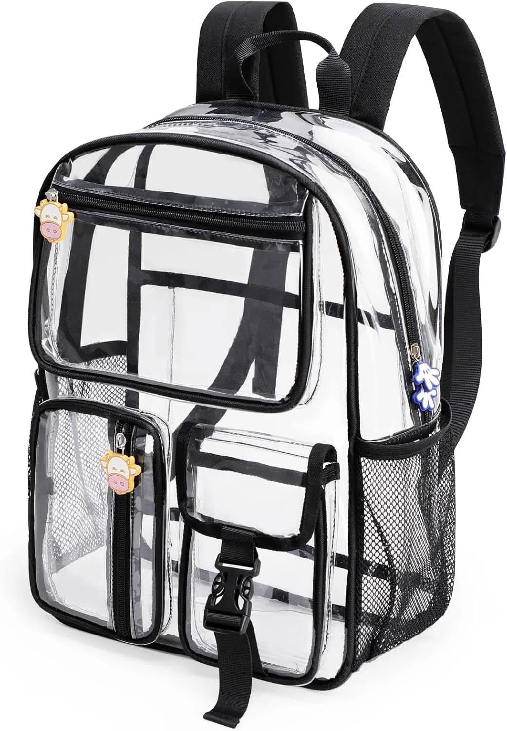 TINYAT Clear Backpack Heavy Duty Transparent Backpack Large Clear Bag See Through Bag for College, Concert, Sport T9063,Black