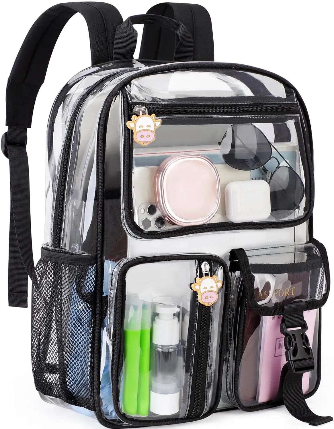 TINYAT Clear Backpack Heavy Duty Transparent Backpack Large Clear Bag See Through Bag for College, Concert, Sport T9063,Black