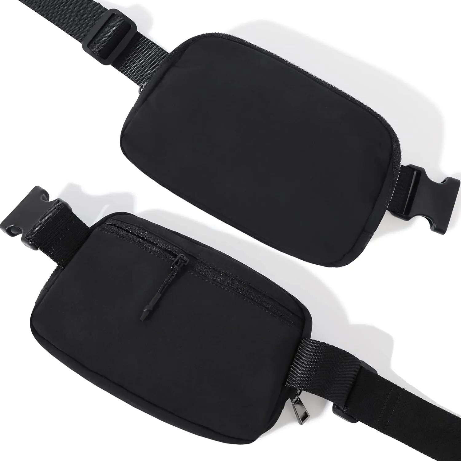 TOBVZOO Unisex Mini Fashion Waist Packs, Water Resistant, Adjustable Strap, 1 Main Compartment, 3 Mesh Slots, 1 Back Zipper Pocket, Black