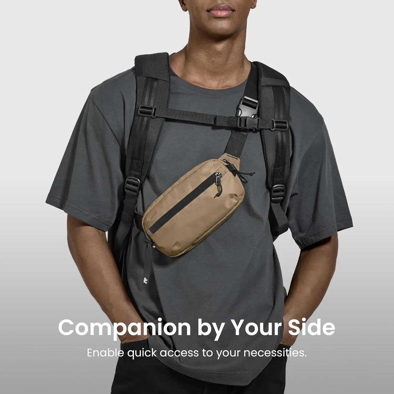 tomtoc 1.5L Sling Bag with RFID Blocking, Crossbody Bag Minimalist Chest Shoulder Pack for Men and Women, Water-resistant Lightweight Carry Casual Bag for Travel, Daily Use