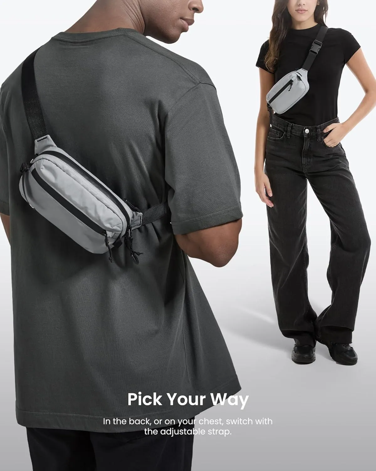 tomtoc 1.5L Sling Bag with RFID Blocking, Crossbody Bag Minimalist Chest Shoulder Pack for Men and Women, Water-resistant Lightweight Casual Waist Fanny Pack for Travel, Daily Use