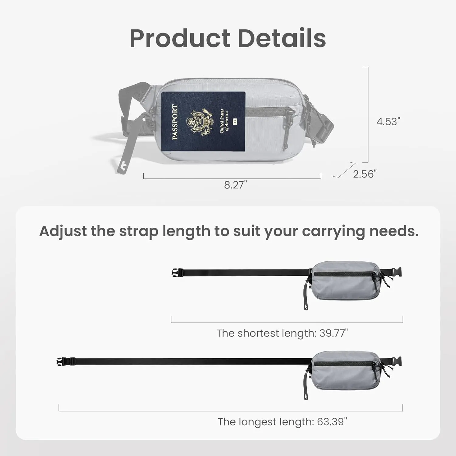 tomtoc 1.5L Sling Bag with RFID Blocking, Crossbody Bag Minimalist Chest Shoulder Pack for Men and Women, Water-resistant Lightweight Casual Waist Fanny Pack for Travel, Daily Use