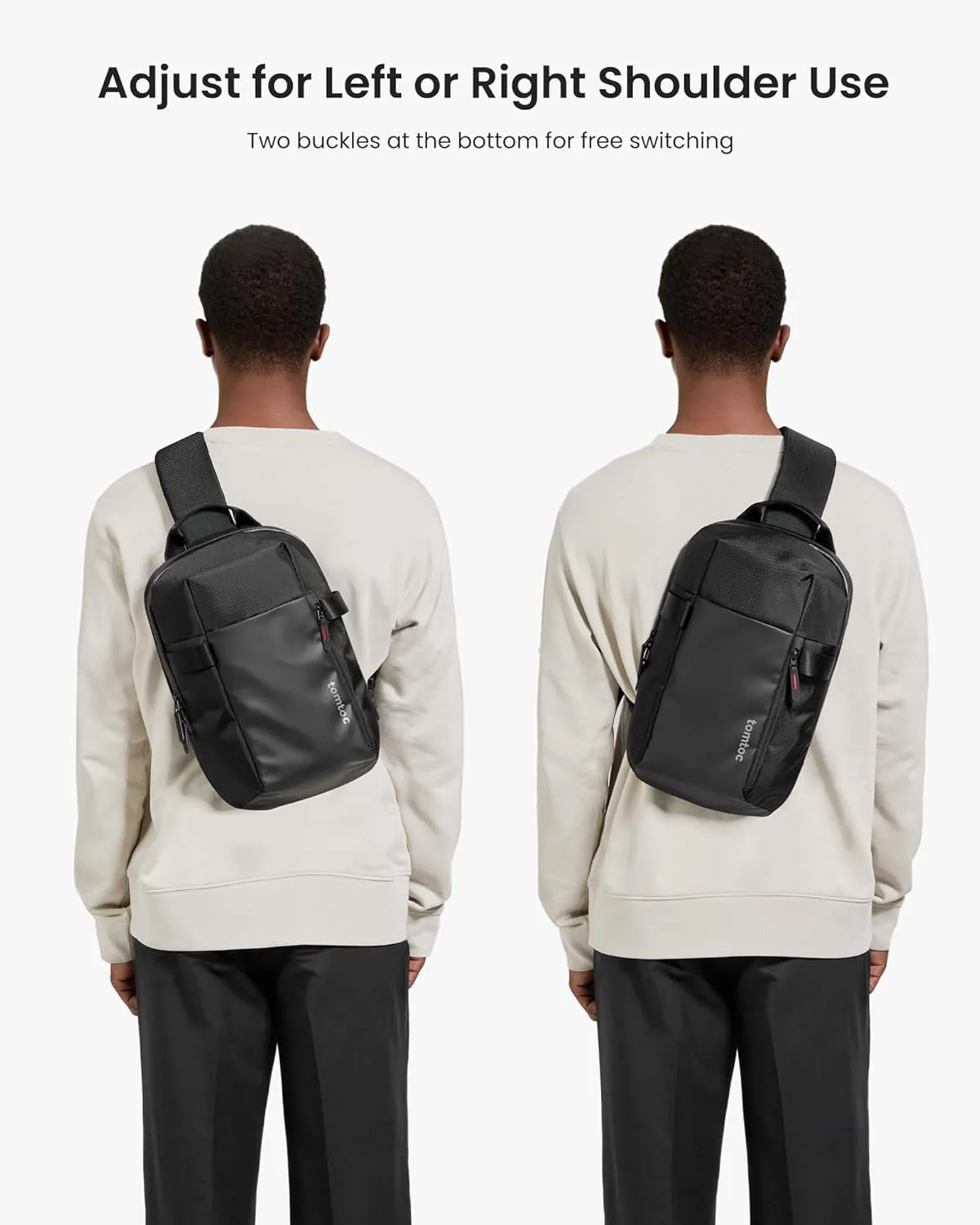 tomtoc Sling Bag Crossbody Backpack EDC Daypack for Men Women Minimalist Chest Shoulder bag for 2024 New 14" MacBook Pro, 13" MacBook Air, 11" iPad Air, Daily Use, Work, Travel - S Size