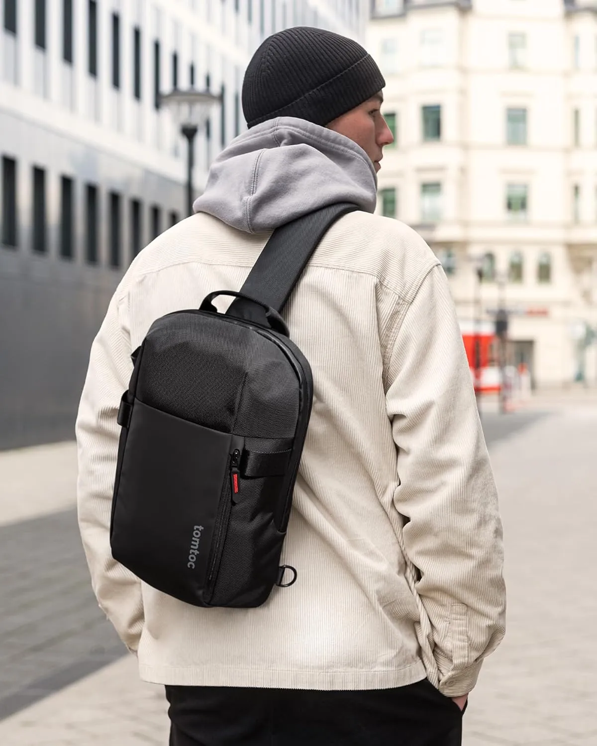 tomtoc Sling Bag Crossbody Backpack EDC Daypack for Men Women Minimalist Chest Shoulder bag for 2024 New 14" MacBook Pro, 13" MacBook Air, 11" iPad Air, Daily Use, Work, Travel - S Size