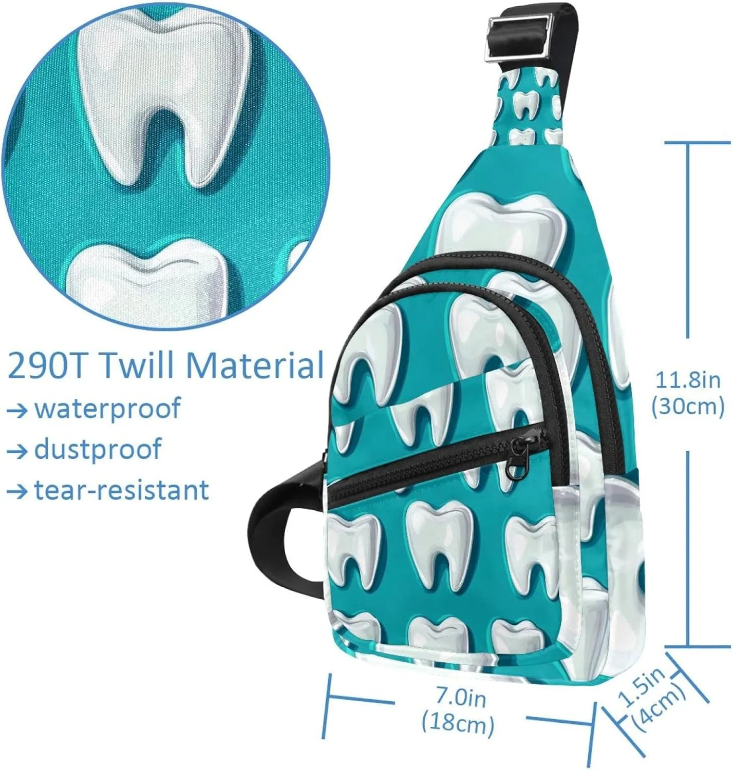 Tooth Crossbody Sling Backpack Sling Bag Travel Hiking Chest Bag Daypack