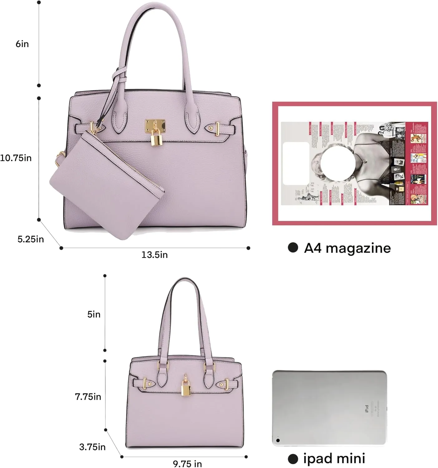 Top Handle Bag For Women, Crossbody Designer Satchels, Adjustable Strap With Wallet For Ladies 3pcs