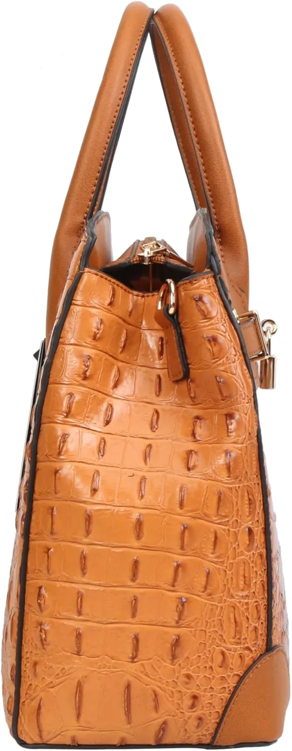 Top Handle Bag For Women, Vegan Leather Crossbody Designer Satchels, Adjustable Strap With Wallet For Ladies 2pcs