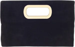 Top Handle Faux Suede Clutch