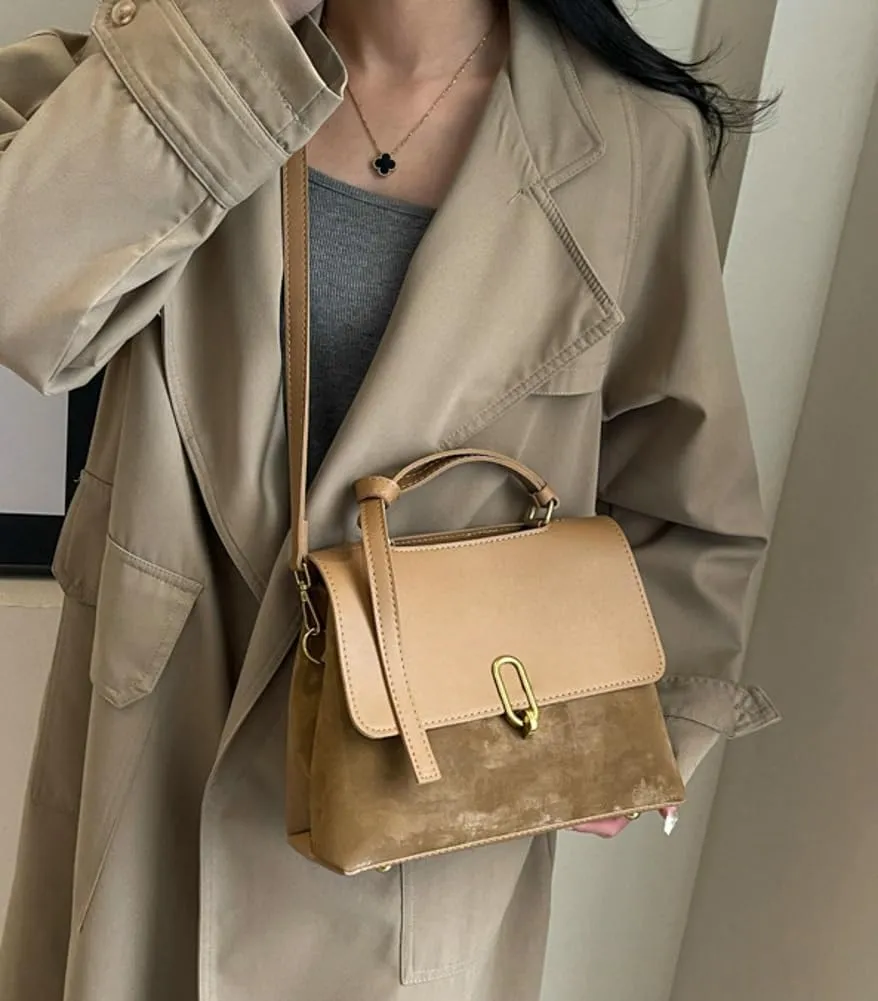 Top Handle Satchel Bag for Women Tote Bag Suede Designer Crossbody Purse Vegan Leather Shoulder Handbag Purse