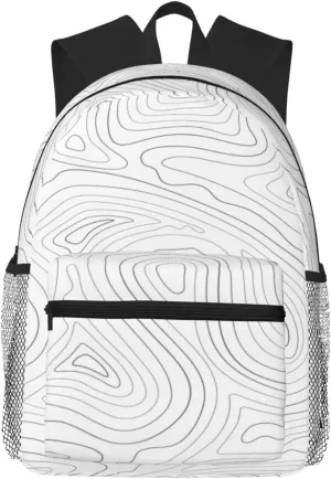 Topographic Contour Map Backpack, Travel Laptop Backpack Computer Bag Rucksack for Men Women Business Work Fits 15.6 Inch Notebook