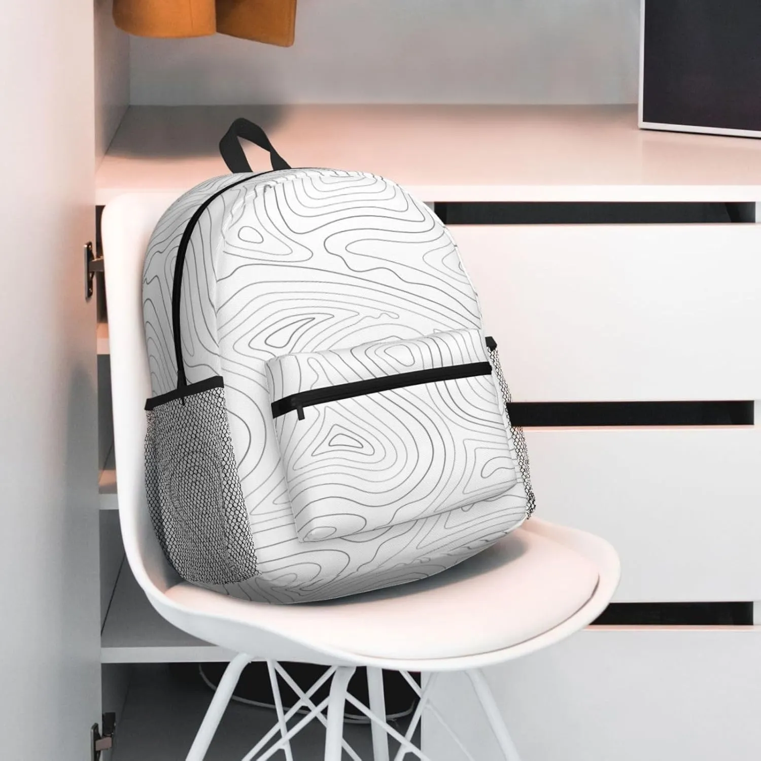 Topographic Contour Map Backpack, Travel Laptop Backpack Computer Bag Rucksack for Men Women Business Work Fits 15.6 Inch Notebook