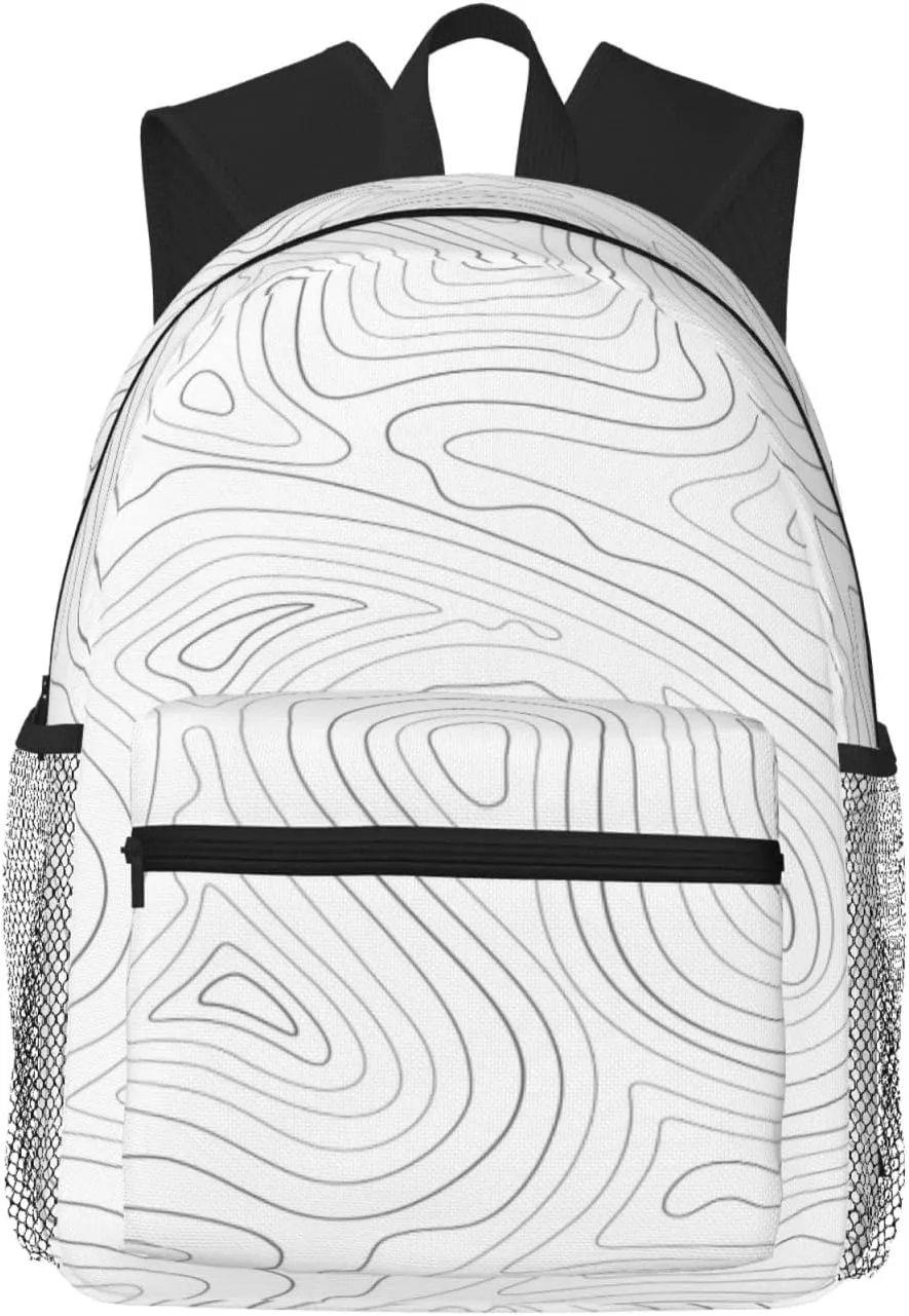 Topographic Contour Map Backpack, Travel Laptop Backpack Computer Bag Rucksack for Men Women Business Work Fits 15.6 Inch Notebook