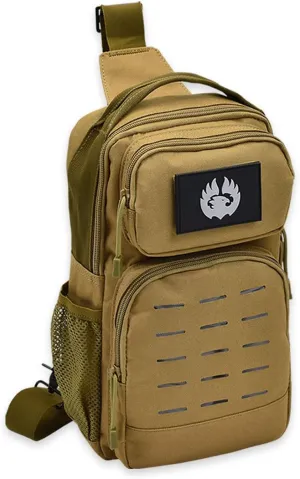 TORCH Sling Bag Single Shoulder Crossbody Backpack Urban Outdoor Sports Military Style MOLLE Travel Pack for EDC Gear V2 Desert