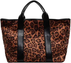 Tote Bag for Women, Leopard Print Handbags Cheetah Purse Suede Hobo Bags Large Work Tote Handbags