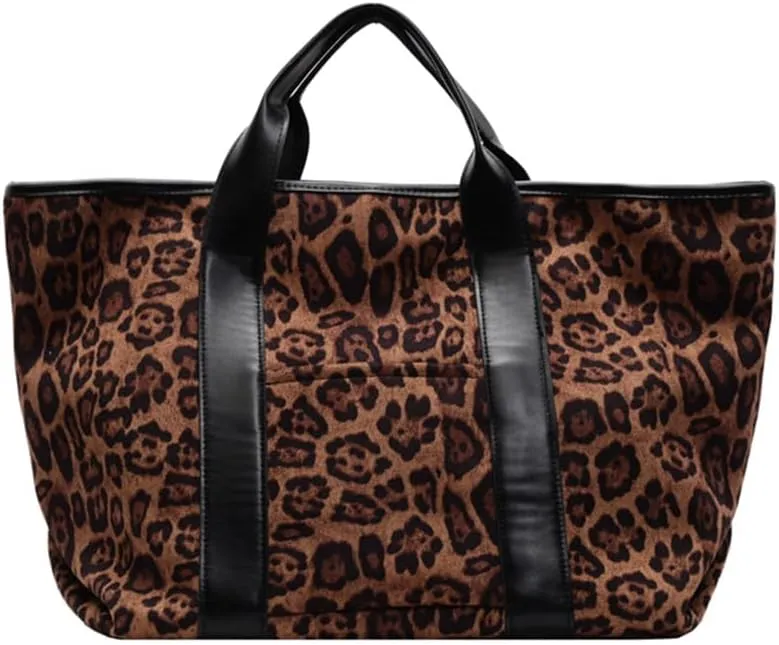 Tote Bag for Women, Leopard Print Handbags Cheetah Purse Suede Hobo Bags Large Work Tote Handbags