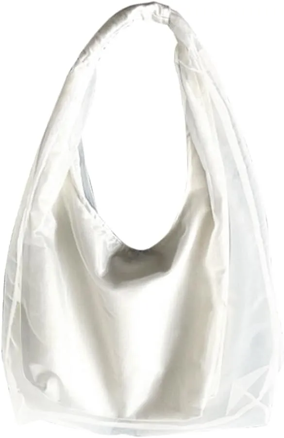 Tote Bag for Women, Mesh Large Capacity Shoulder Bag, Fashion Outer Layer Sheer Design Shoulder Bag, for Travel, Work, Shoppi