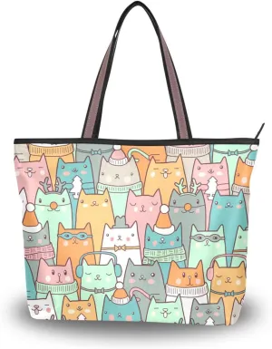 Tote Bag for Women Top Handle Satchel Purse Large Tote Bags with Zipper Pockets Pattern 1