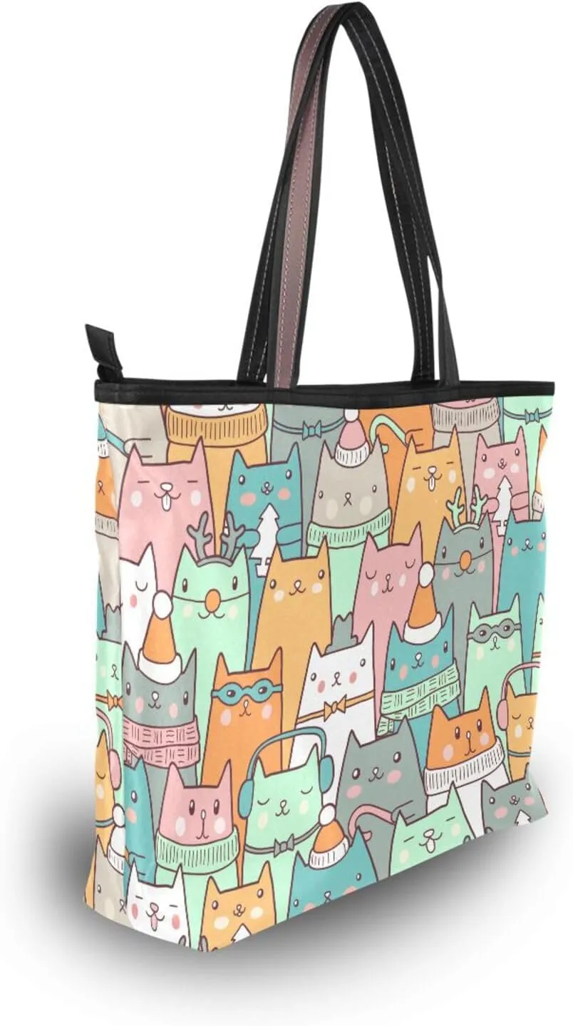 Tote Bag for Women Top Handle Satchel Purse Large Tote Bags with Zipper Pockets Pattern 1