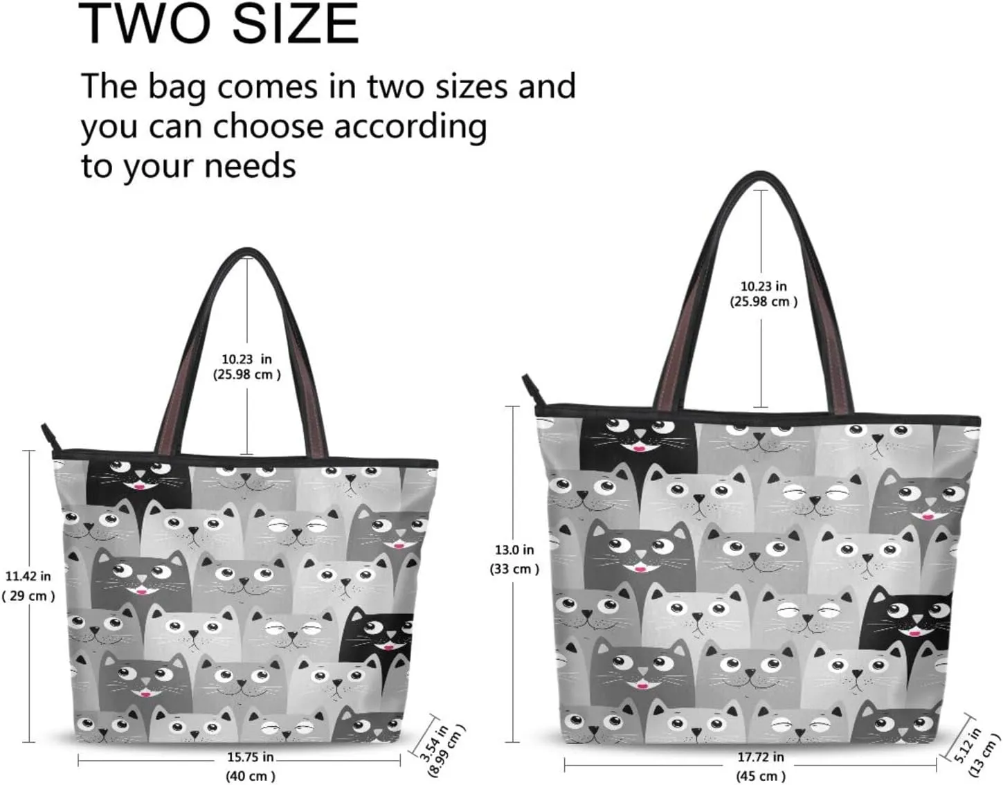 Tote Bag for Women with Zipper and Pockets,Polyester Tote Bag Pattern Tote Purse Women Handbag