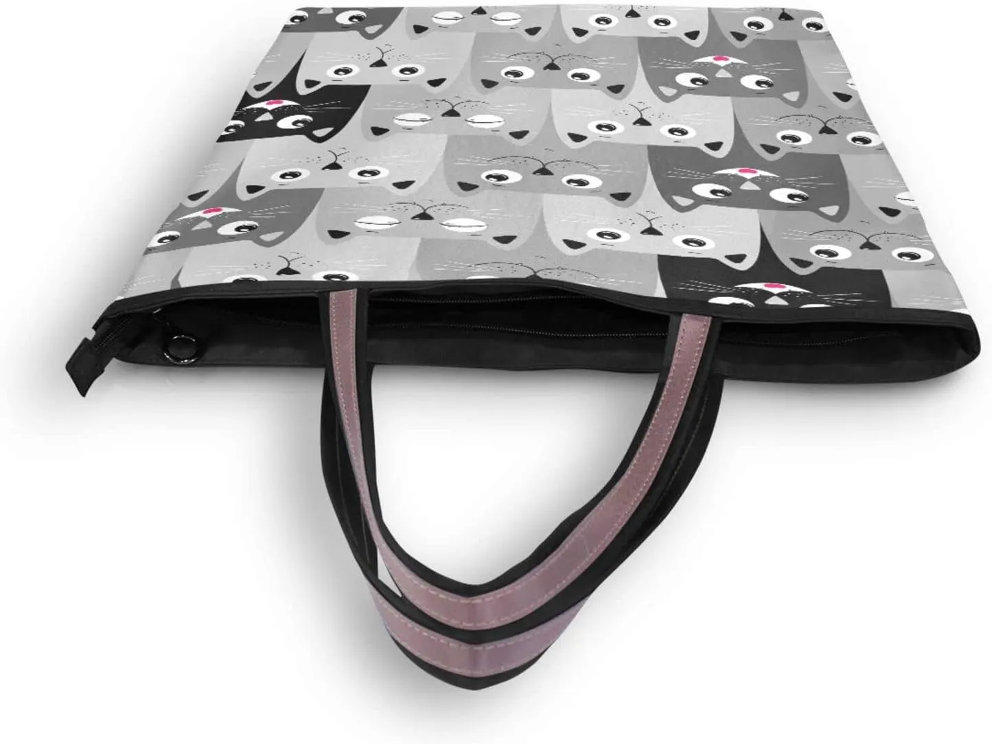 Tote Bag for Women with Zipper and Pockets,Polyester Tote Bag Pattern Tote Purse Women Handbag