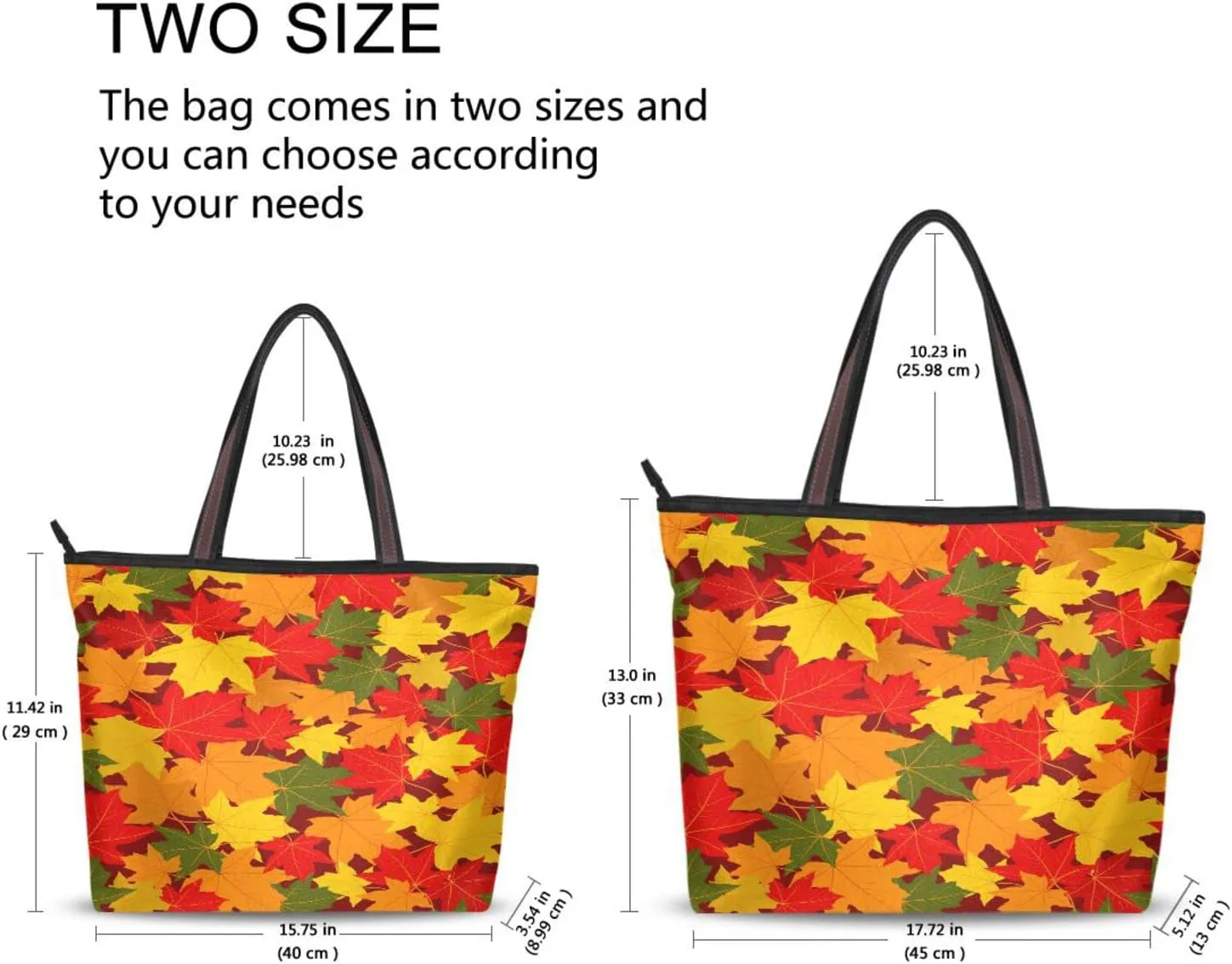 Tote Bag for Women with Zipper and Pockets,Polyester Tote Bag Pattern Tote Purse Women Handbag