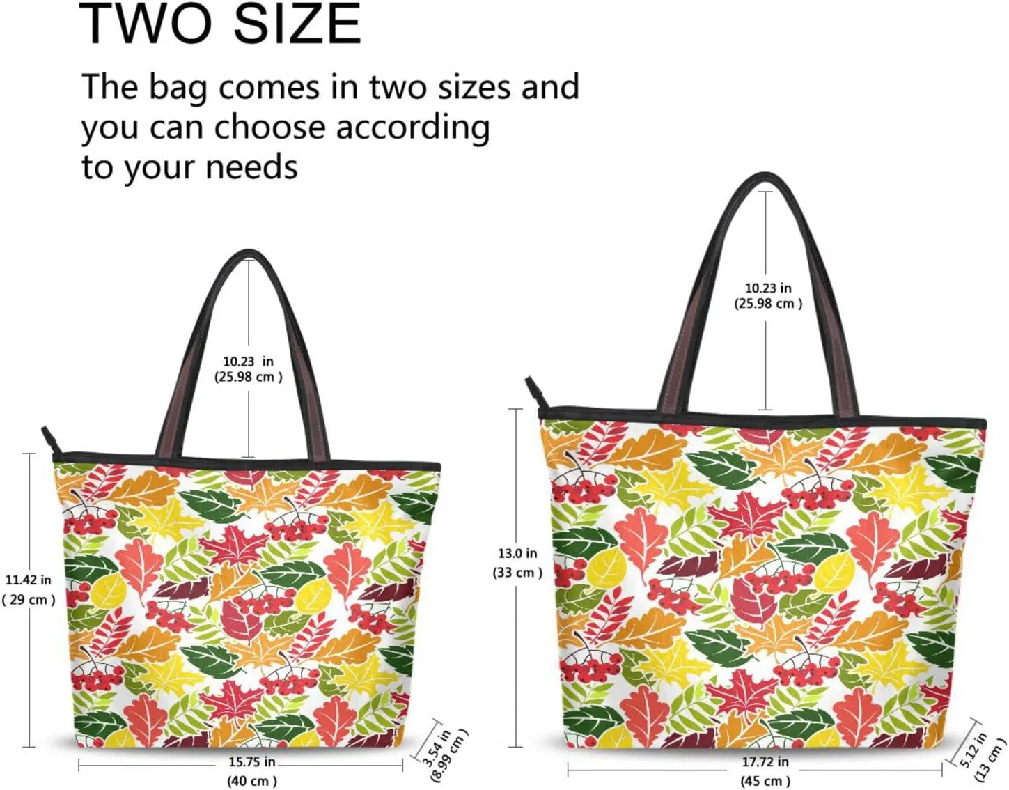 Tote Bag for Women with Zipper and Pockets,Polyester Tote Bag Pattern Tote Purse Women Handbag