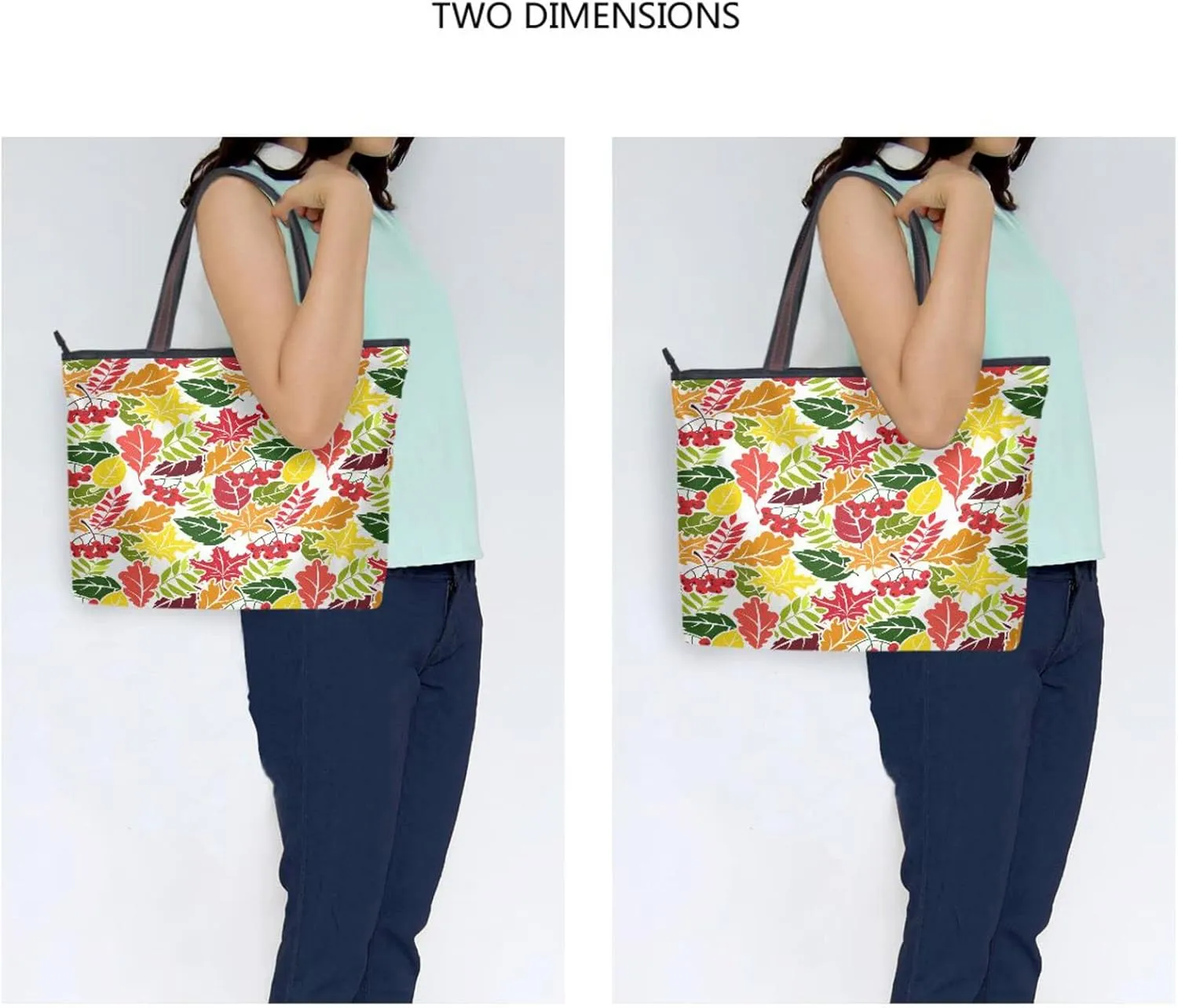 Tote Bag for Women with Zipper and Pockets,Polyester Tote Bag Pattern Tote Purse Women Handbag
