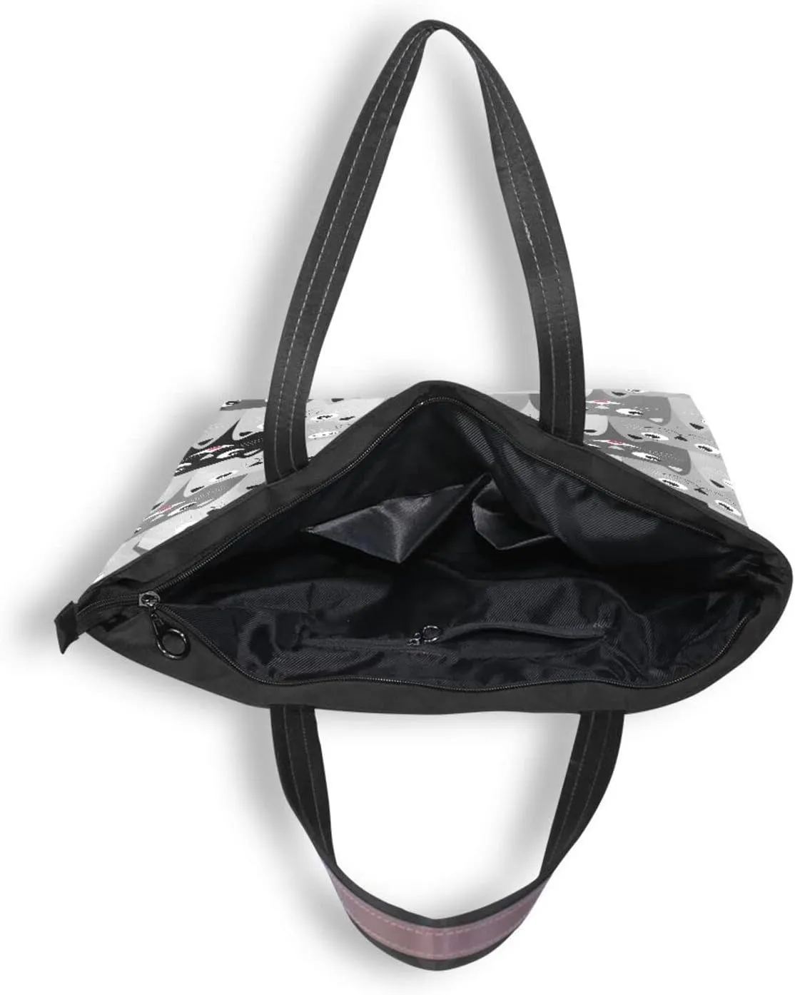 Tote Bag for Women with Zipper and Pockets,Polyester Tote Bag Pattern Tote Purse Women Handbag
