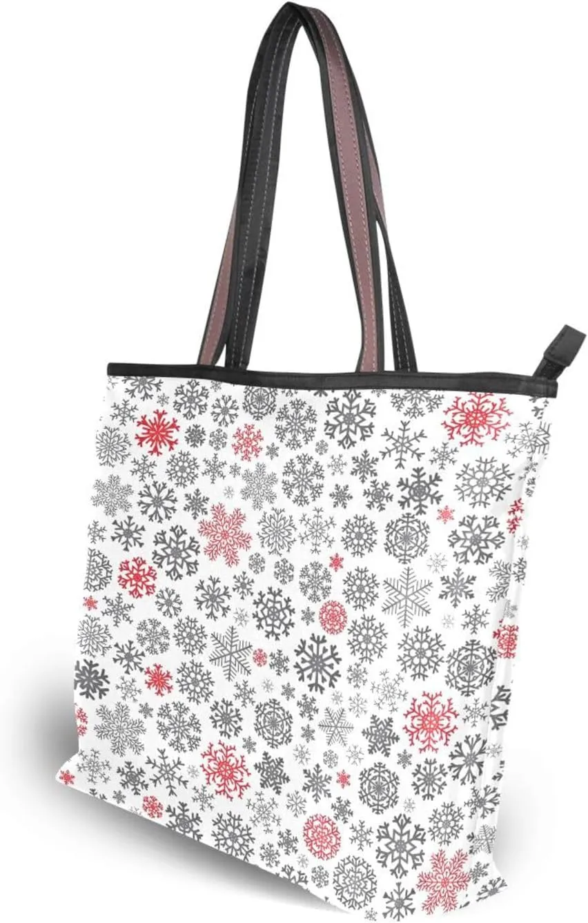 Tote Bag for Women with Zipper,Polyester Tote Purse Holiday Tote Bag Work Handbag Women Gift