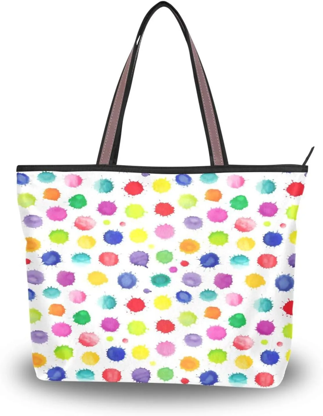 Tote Bag for Women with Zipper,Polyester Tote Purse Holiday Tote Bag Work Handbag Women Gift