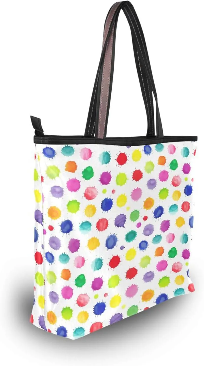 Tote Bag for Women with Zipper,Polyester Tote Purse Holiday Tote Bag Work Handbag Women Gift