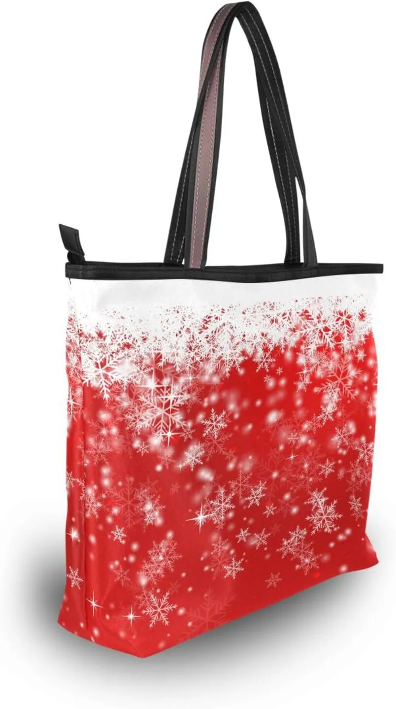 Tote Bag for Women with Zipper,Polyester Tote Purse Holiday Tote Bag Work Handbag Women Gift