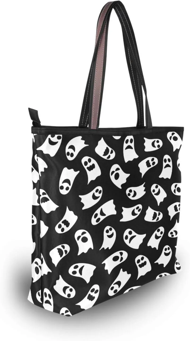 Tote Bag for Women with Zipper,Polyester Tote Purse Holiday Tote Bag Work Handbag Women Gift