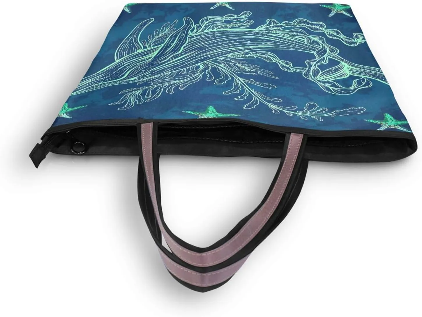 Tote Bag for Women with Zipper,Polyester Tote Purse Holiday Tote Bag Work Handbag Women Gift