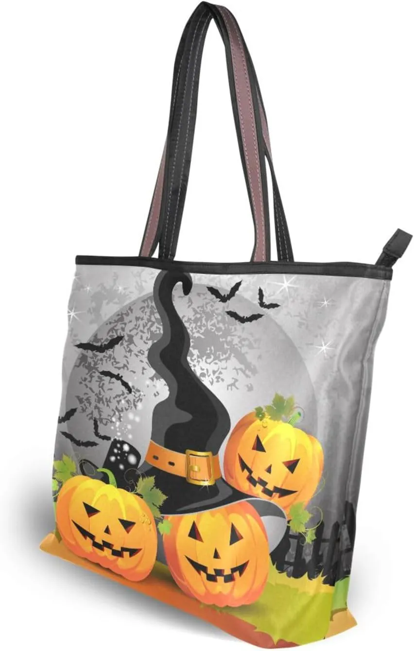 Tote Bag for Women with Zipper,Polyester Tote Purse Holiday Tote Bag Work Handbag Women Gift