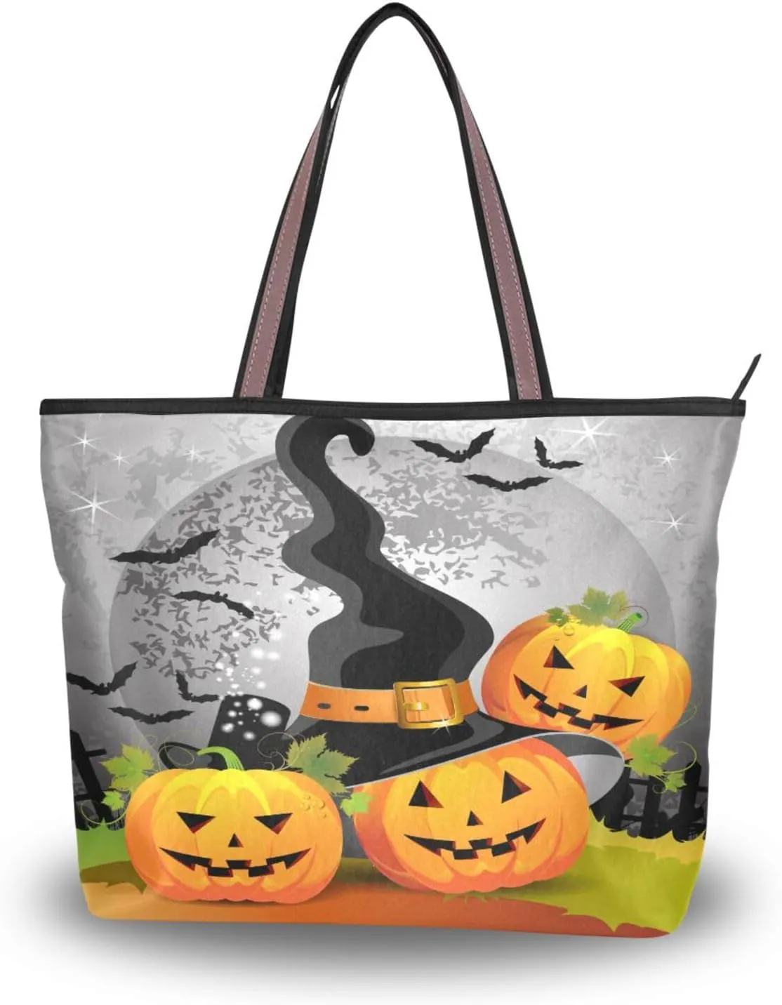 Tote Bag for Women with Zipper,Polyester Tote Purse Holiday Tote Bag Work Handbag Women Gift