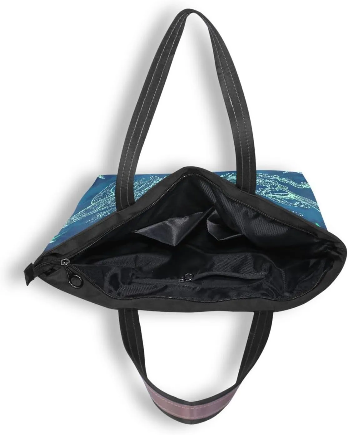 Tote Bag for Women with Zipper,Polyester Tote Purse Holiday Tote Bag Work Handbag Women Gift
