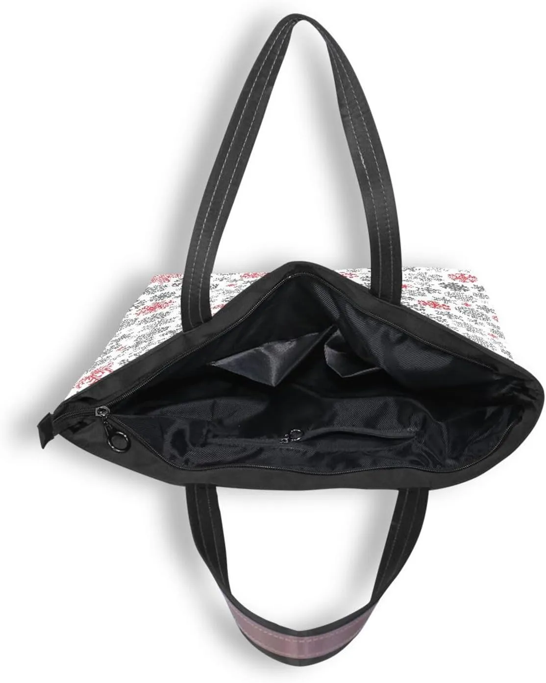 Tote Bag for Women with Zipper,Polyester Tote Purse Holiday Tote Bag Work Handbag Women Gift