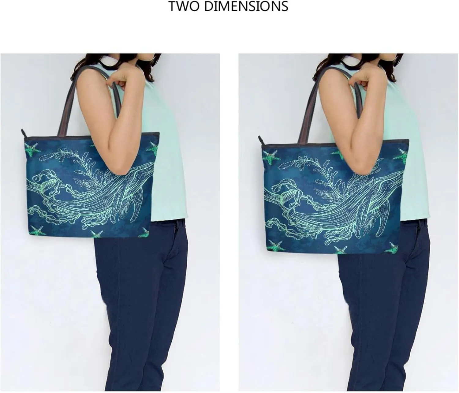 Tote Bag for Women with Zipper,Polyester Tote Purse Holiday Tote Bag Work Handbag Women Gift