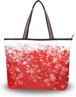 Tote Bag for Women with Zipper,Polyester Tote Purse Holiday Tote Bag Work Handbag Women Gift