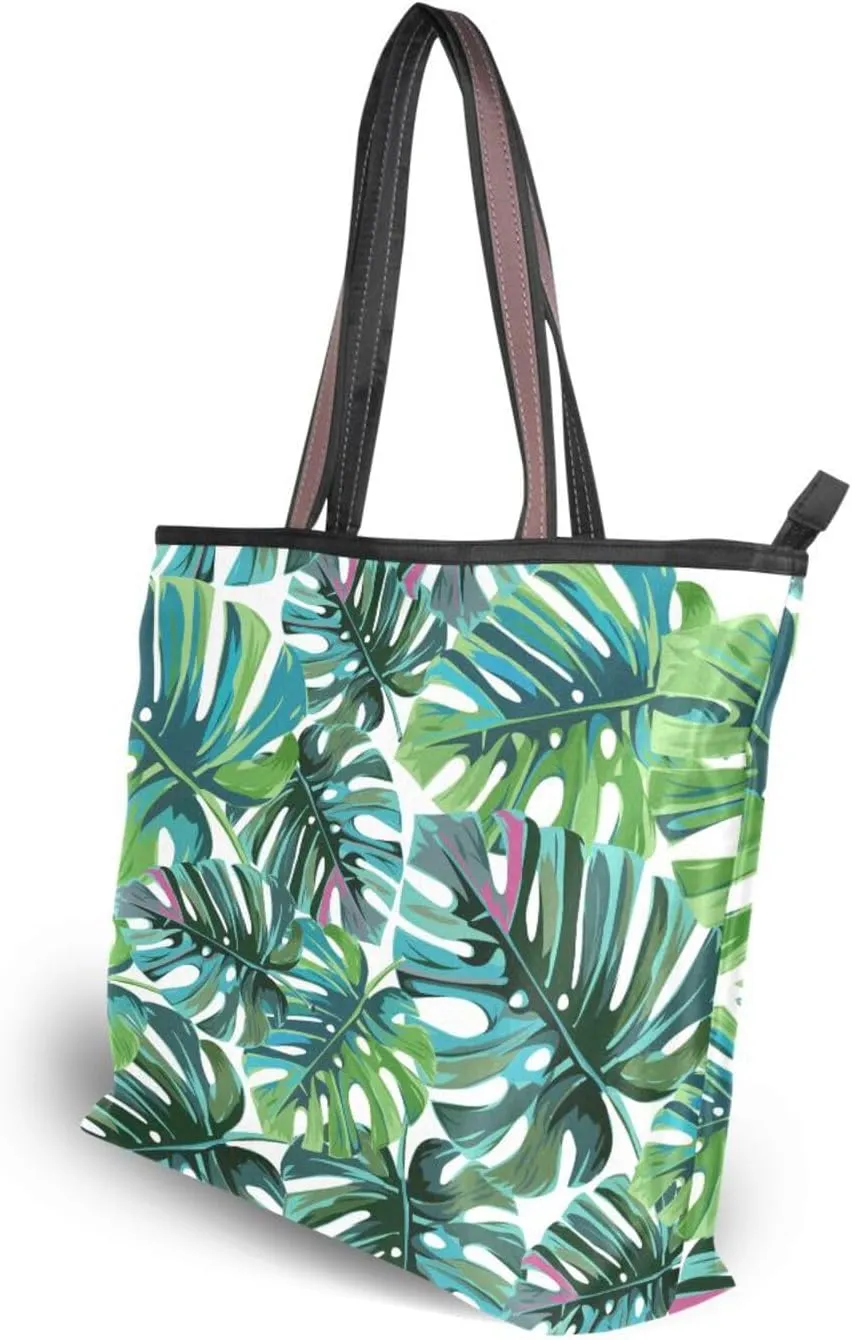 Tote Bag for Women with Zipper,Polyester Tote Purse Holiday Tote Bag Work Handbag Women Gift