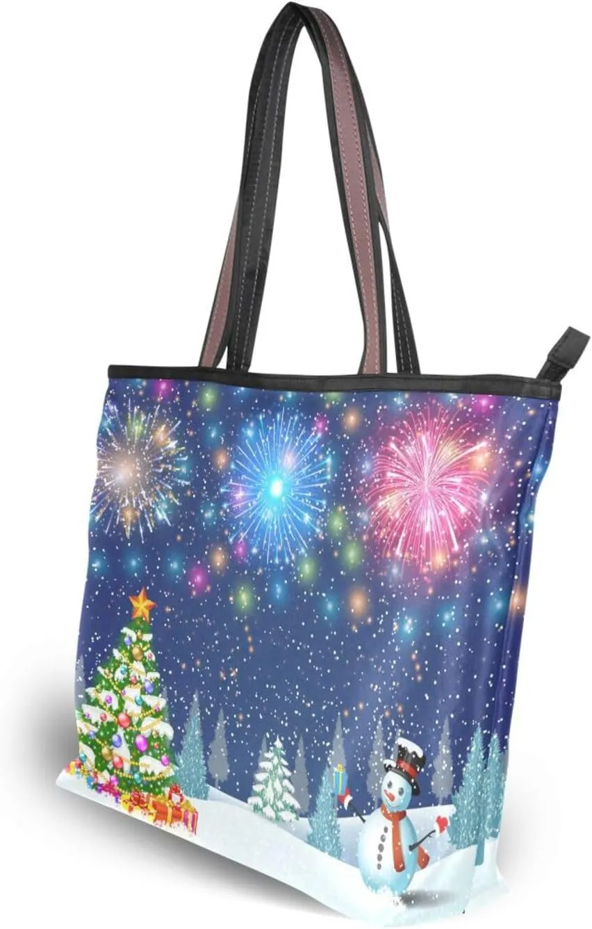 Tote Bag for Women with Zipper,Polyester Tote Purse Holiday Tote Bag Work Handbag Women Gift