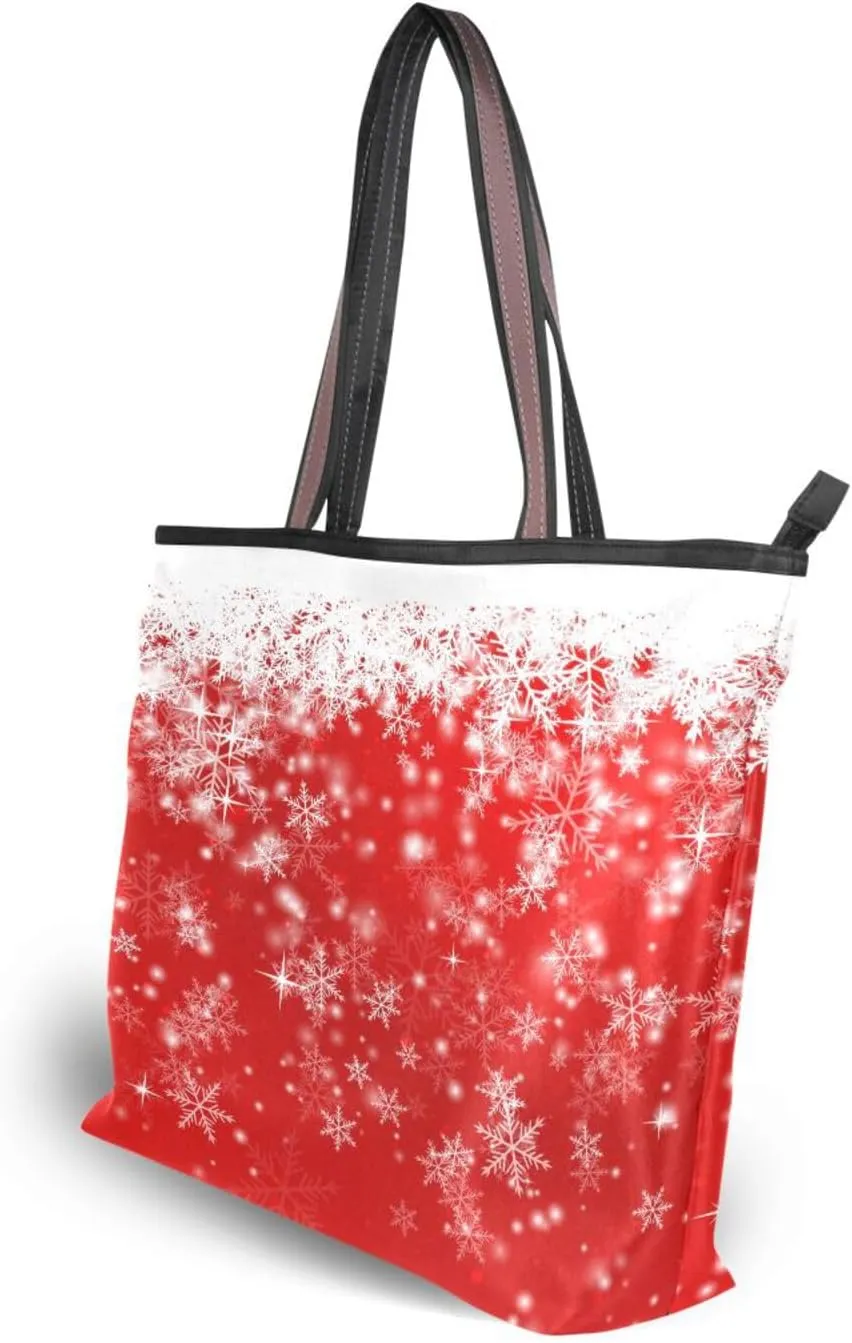 Tote Bag for Women with Zipper,Polyester Tote Purse Holiday Tote Bag Work Handbag Women Gift