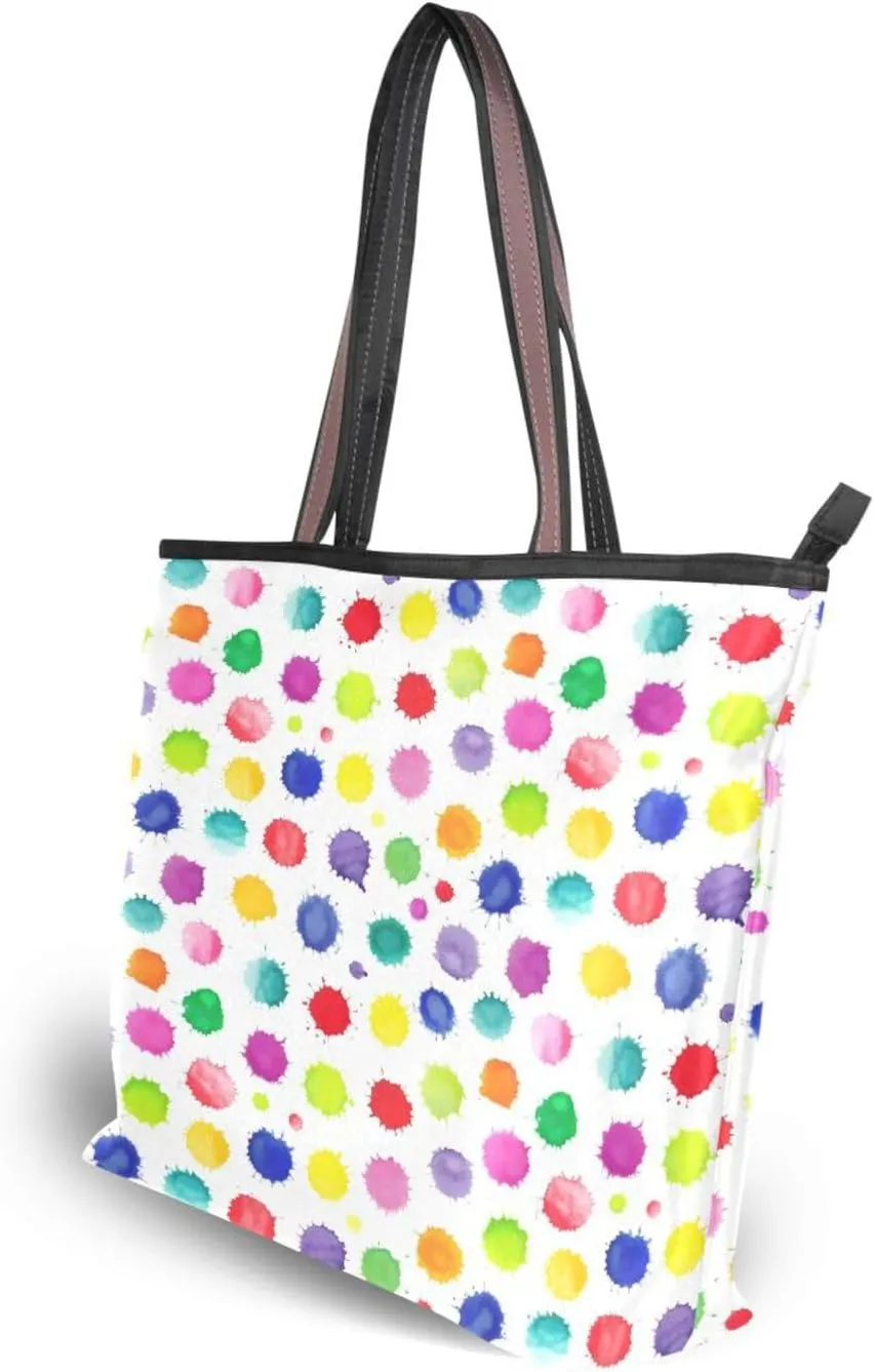 Tote Bag for Women with Zipper,Polyester Tote Purse Holiday Tote Bag Work Handbag Women Gift