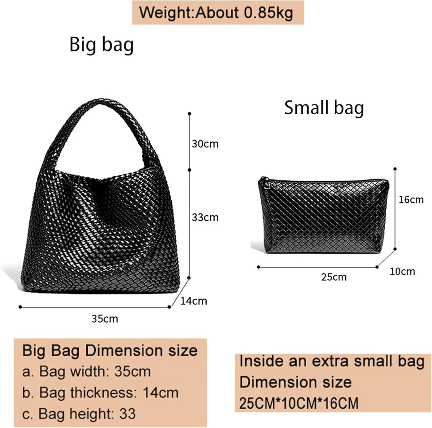 Tote Bag Shoulder Handbags for Women Hand bag Large Capacity Travel Woven Lightweight Purse Hobo Slouchy Bags